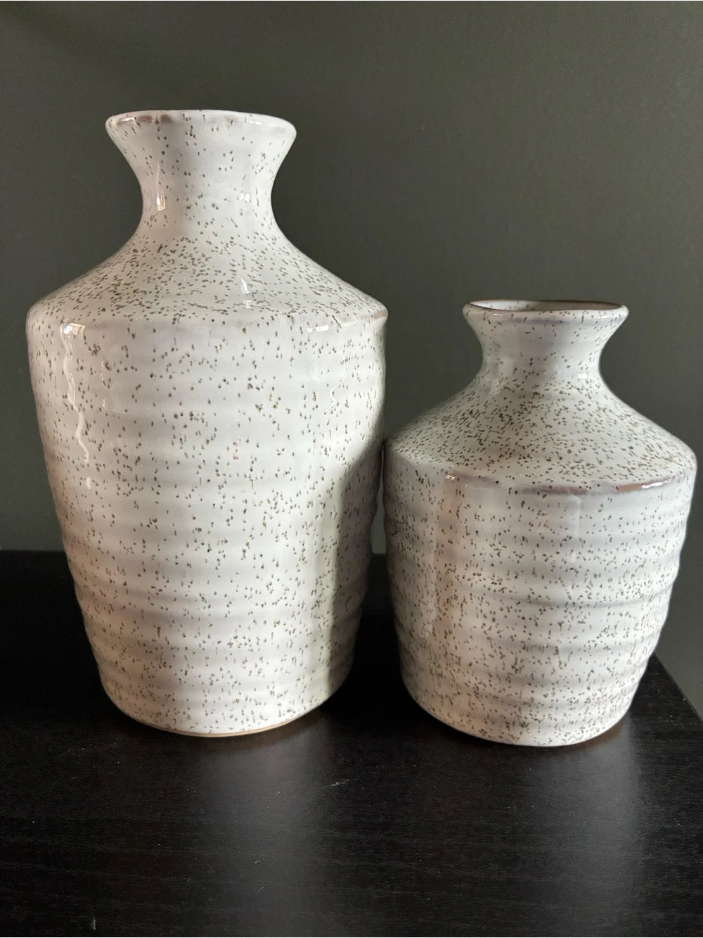 Neutral Speckled Ceramic Bud Vases (2)
